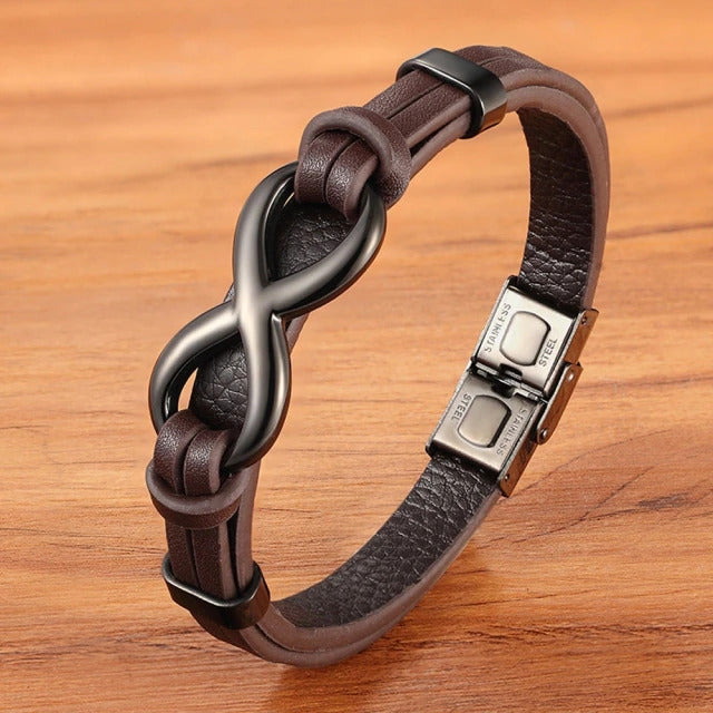 Bratara Brown Leather Infinity