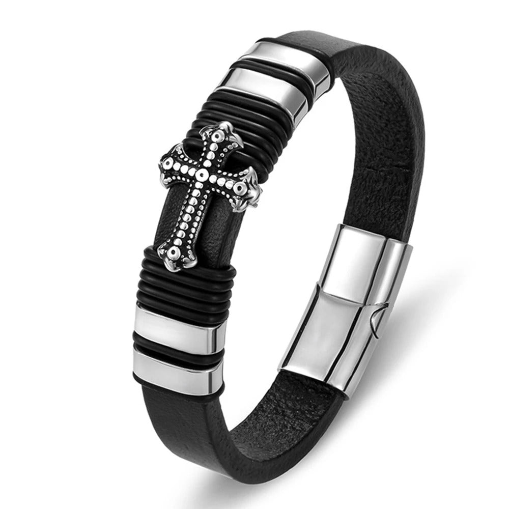 Bratara Leather Cross