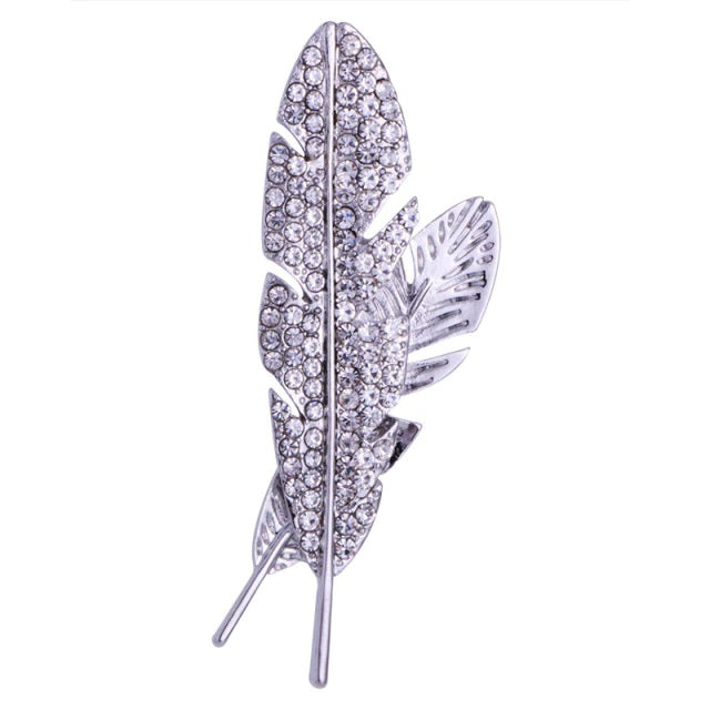 Brosa Rhinestone Feather - Silver