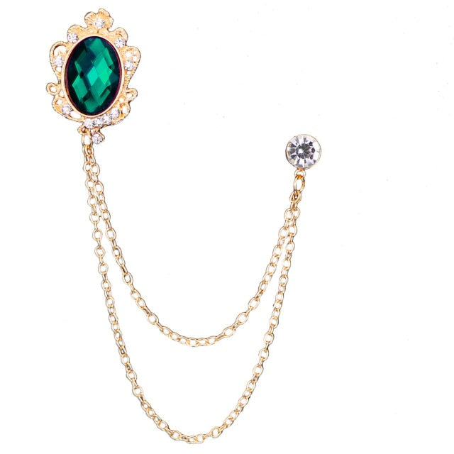 Tassel Chain Brooch Green
